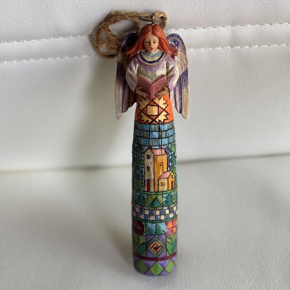 Vintage 2004 Jim Shore Heartwood Creek Mini Angel Ornament 5.5" Singing Angel